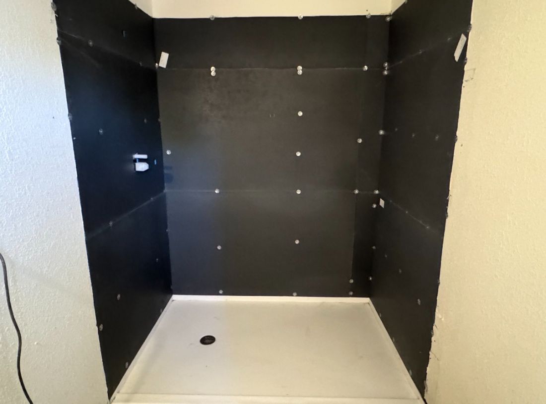 Shower during backerboard install