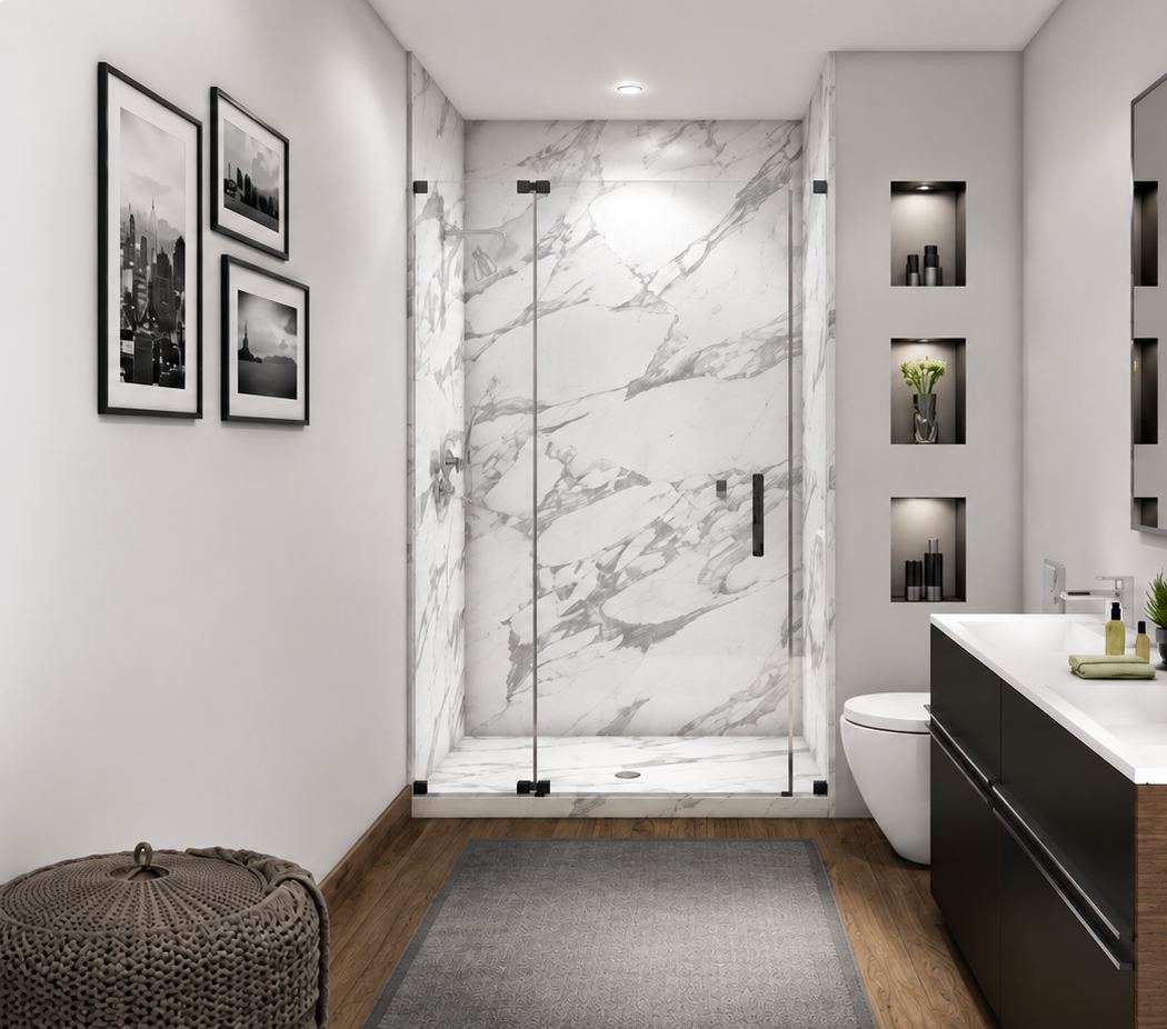 Bath Again marble tub and shower remodel