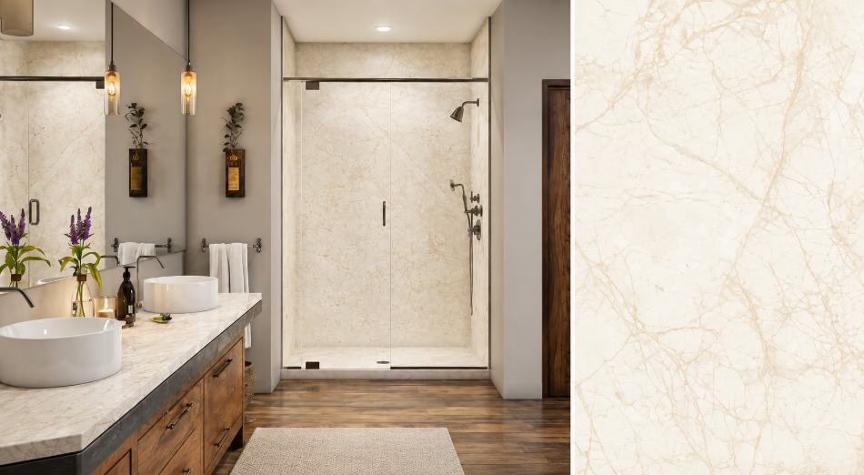 Botticino Cream stone pattern room