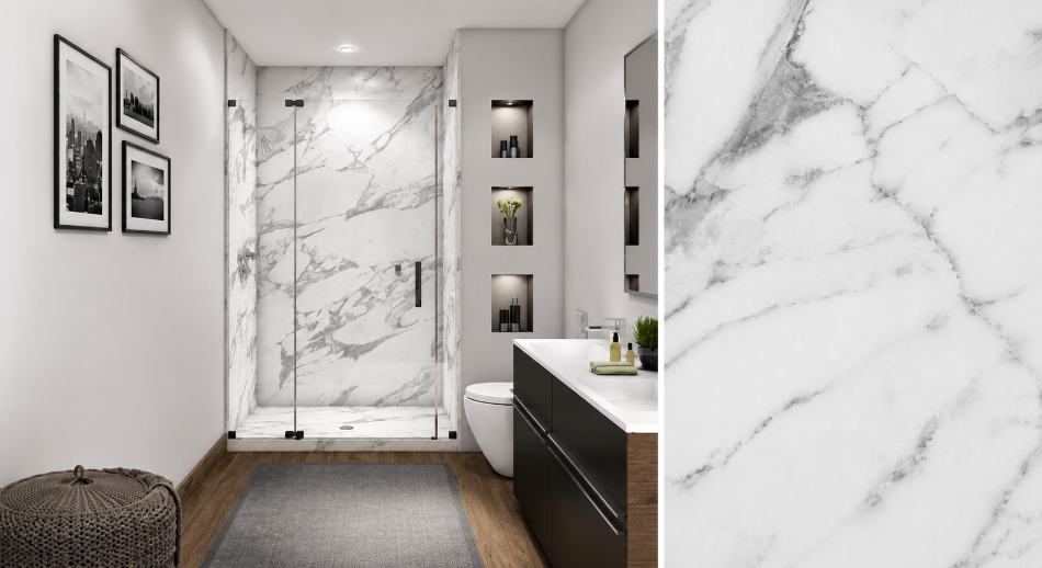 Calacatta White stone pattern room